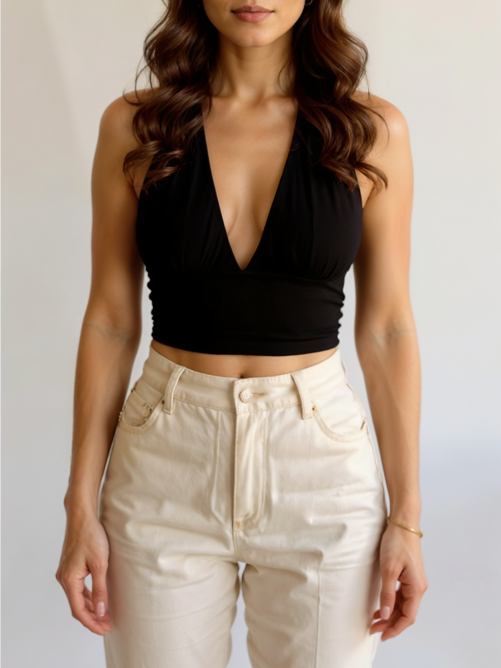 Schwarzes Neckholder Top