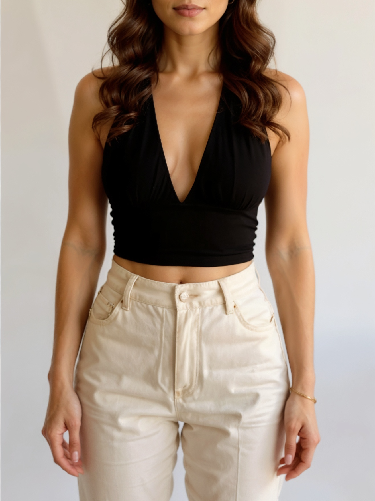 Schwarzes Neckholder Top