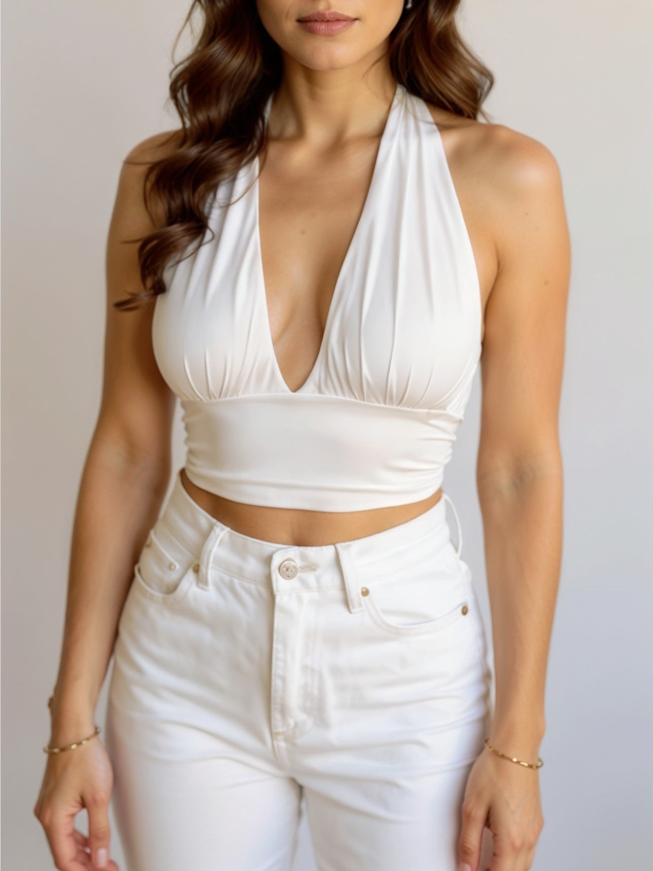 Weißes Neckholder Top